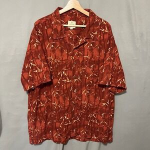90's Vintage Solitude Washable Silk Red Button Up Hawaiian Shirt XXL‎